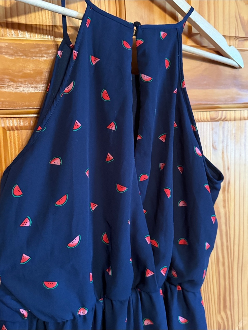 AS U WISH Womens Juicy Watermelon Romper, Large-Navy - Picture 8 of 8